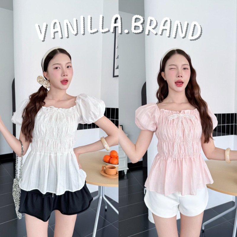 เสื้อแขนพอง สม็อคหน้าอก ผ้าคอตตอล -ttm / VB0531