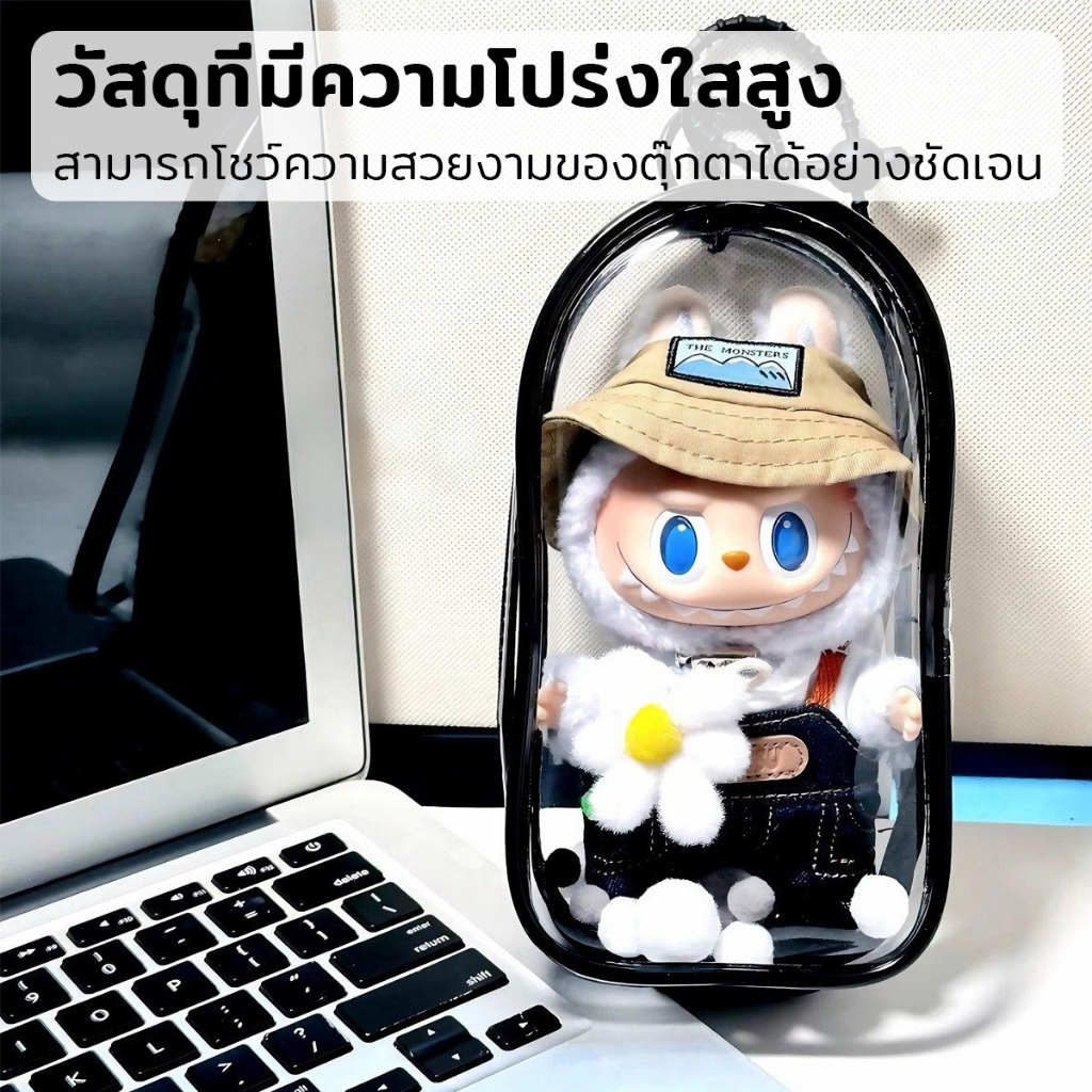 กระเป๋าใส่ลาบูบู้ Labubu V1/V2/V3 กระเป๋าใส่ตุ๊กตา ใส กันฝุ่น babythree PVC กันรอยขีดข่วน พร้อมส่ง
