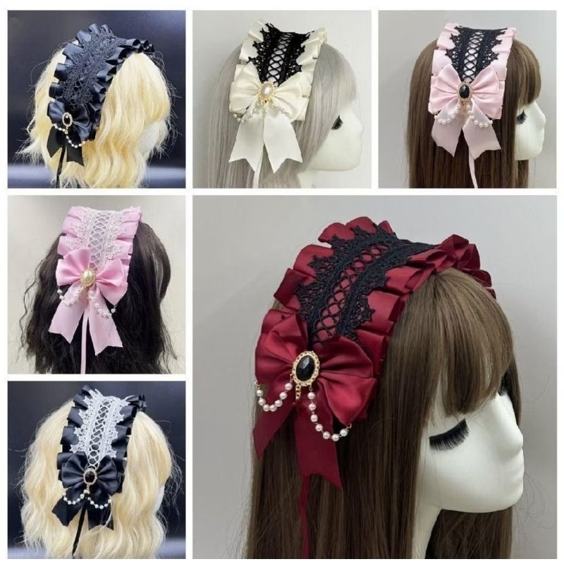 🇹🇭พร้อมส่งจากไทย‼️ เฮดเดรสโลลิต้า Headdress Bonnet  Lolita ที่คาดผมลูกไม้ โลลิต้า คอสเพลย์ โบว์