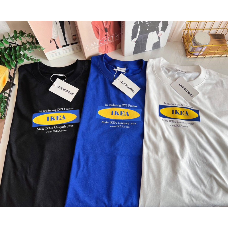 เสื้อยืดโอเวอร์ไซส์ผู้ชาย ผู้หญิง ลายญี่ปุ่น IKEA มินิมอล