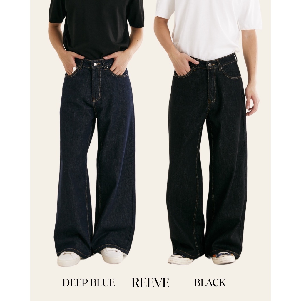 REEVE RAW DENIM BAGGY - กางเกงยีนส์ขายาว ทรงแบคกี้ สียีนส์ดิบ