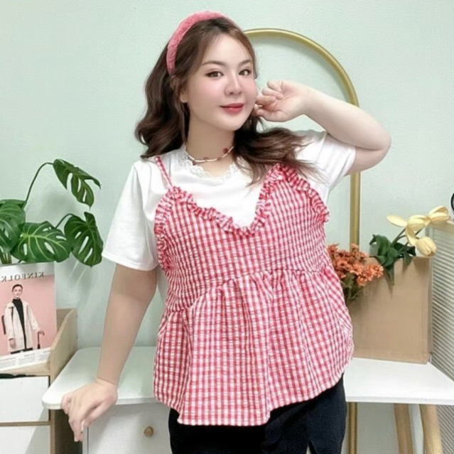 เสื้อเอี้ยมลายสก็อต🎄พร้อมส่งจากไทย🍒 อกหน้าผ้า50นิ้ว ยาว24