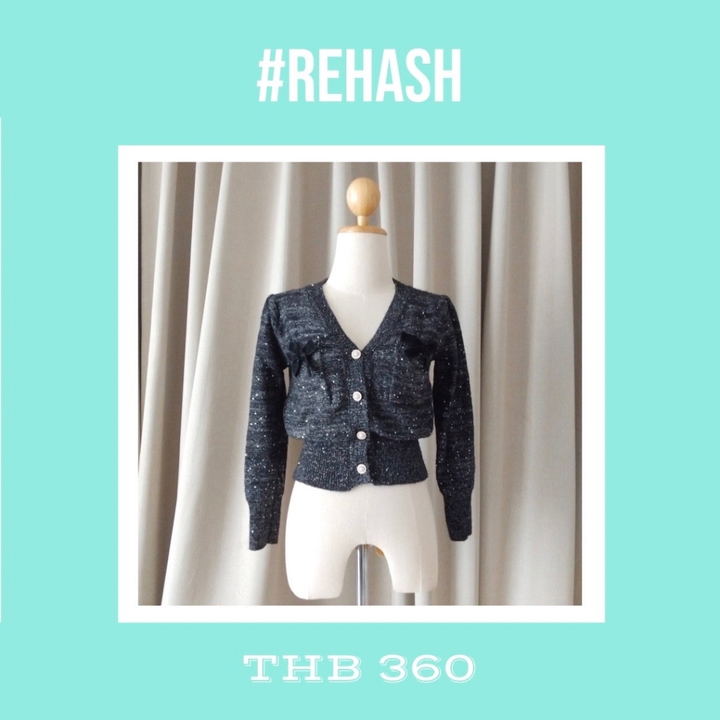 Cider - ส่งต่อ Sprinkled in Fairy Dust Black Cardigan ไซส์ S เสื้อคาร์ดิแกนจั็มเอว ดีเทลเก๋ ผ้าสวย ใ