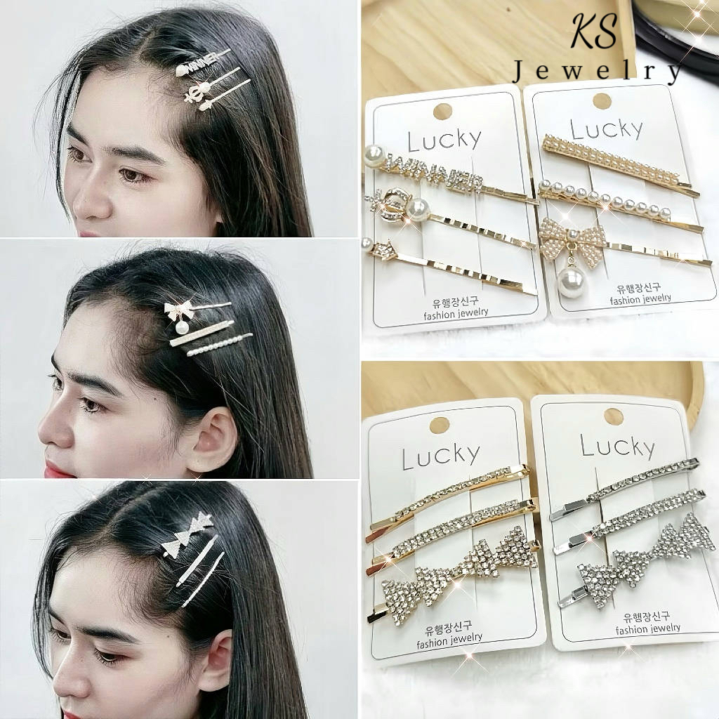 กิ๊บติดผมเซ็ต,กิ๊บติดผมย้อนยุคมุก,กิ๊บติดผมแฟชั่นเกาหลี,XH00037