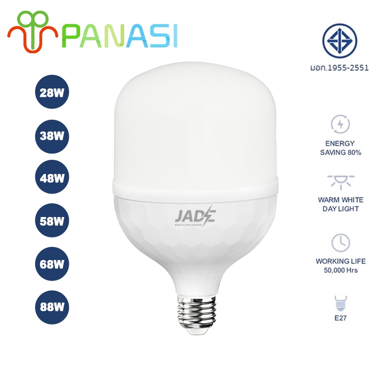 Panasi หลอดไฟ LED รับประกัน 2ปี SlimBulb light ขั้ว E27 หลอดไฟ E27 25W 35W 45W 65W 85w สว่างนวลตา มีแสงขาว และ แสง