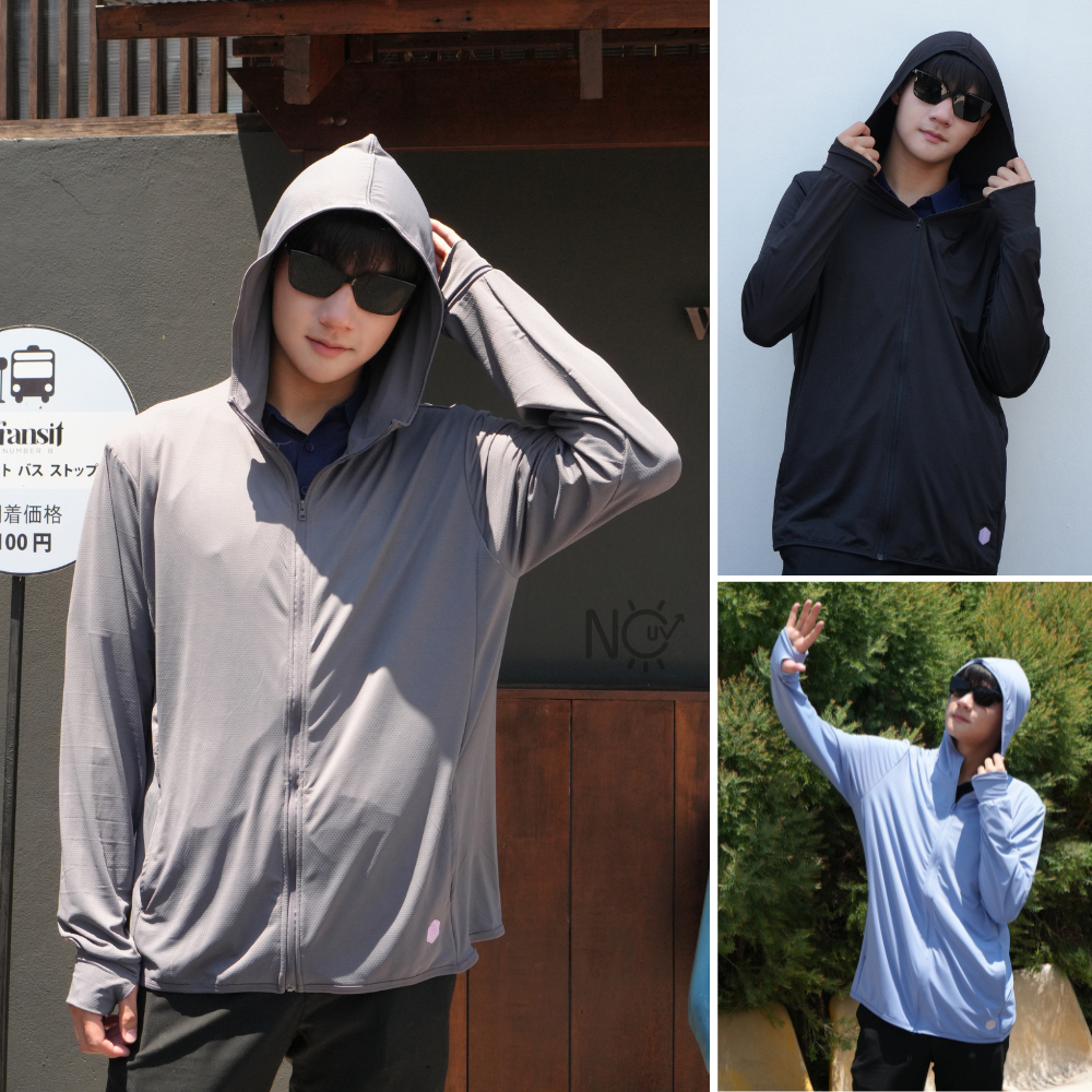 เสื้อคลุม ผู้ชาย เสื้อแจ็คเก็ต เสื้อเย็นระบายอากาศ เสื้อฮู้ดกันแสงแดด กันUV UPF50 NOUV BRANDS รูปที่ 7