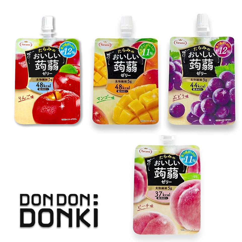 [เจลลี่ผสมน้ำผลไม้แท้แบบดูด แสนอร่อยจากทารามิ นำเข้าจากญี่ปุ่น] Konjac Jelly 4 รสชาติ แอปเปิ้ล มะม่วง พีช และ องุ่น