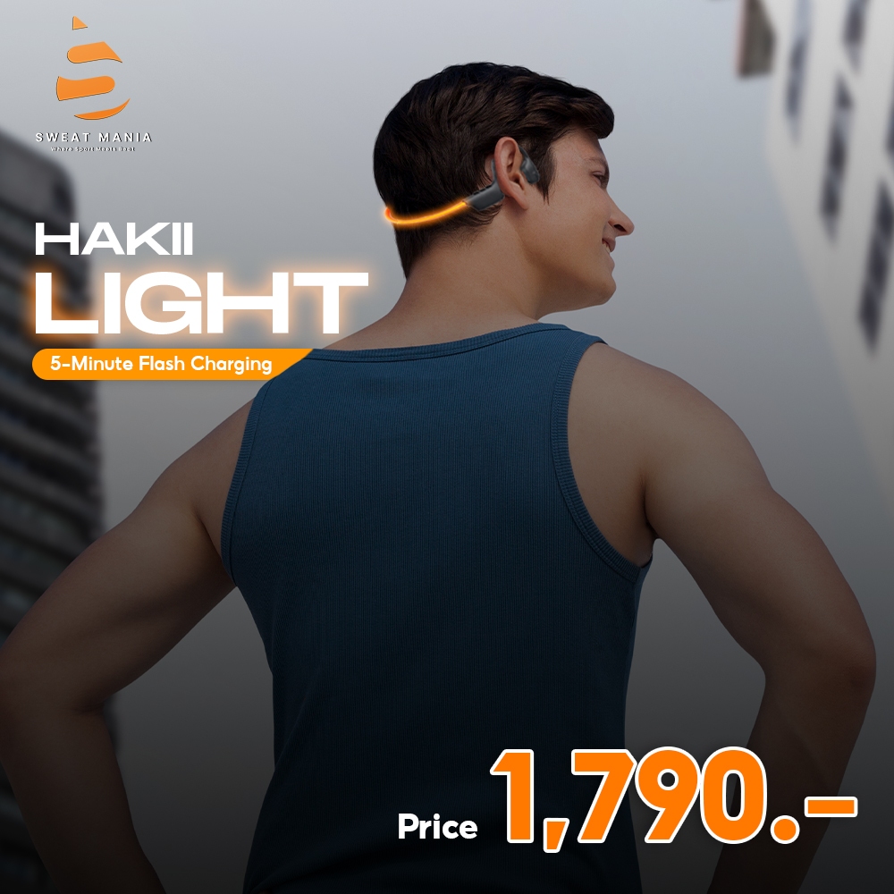 [เก็บโค้ดส่งฟรี] HAKII รุ่น LIGHT หูฟังออกกำลังกาย หูฟังบลูทูธ มีไฟ LED ความจุ 32GB WirelessSports