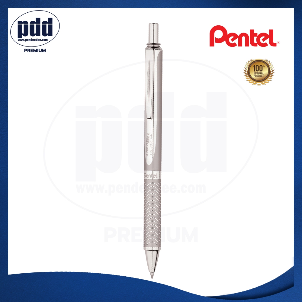ปากกสลักชื่อฟรี Pentel EnerGel BL407 Alloy Retractable Liquid Gel Pen ปากกาโรลเลอร์หมึกเจล ด้ามอัลลอยด์
