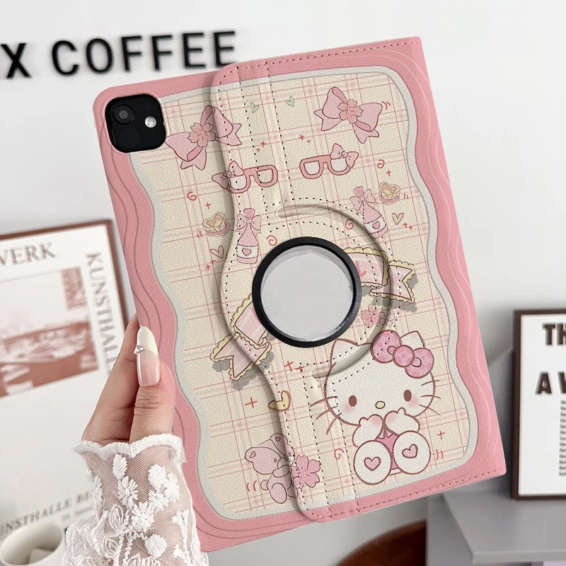 🌻24 ชั่วโมง🌻เคสป้องกัน iPad Air8 Gen9 pink Kitty Air5 หมุนได้ 360° Air7 เหมาะกับ mini7 Gen11 gen12
