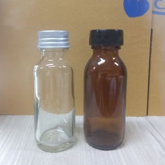 (แพ็ค 24 ใบ) ขวดแก้วสีชา/ใส 30 มล พร้อมฝาและจุกใน