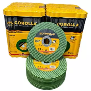 ใบตัดเหล็ก ตัดสเตนเลส 4นิ้ว COROLLA (107 mm) 1.2 มิล ใย 2 ชั้น เกรดพีเมียม (ค่าส่งถูก) 1กล่องมี 100 แผ่น