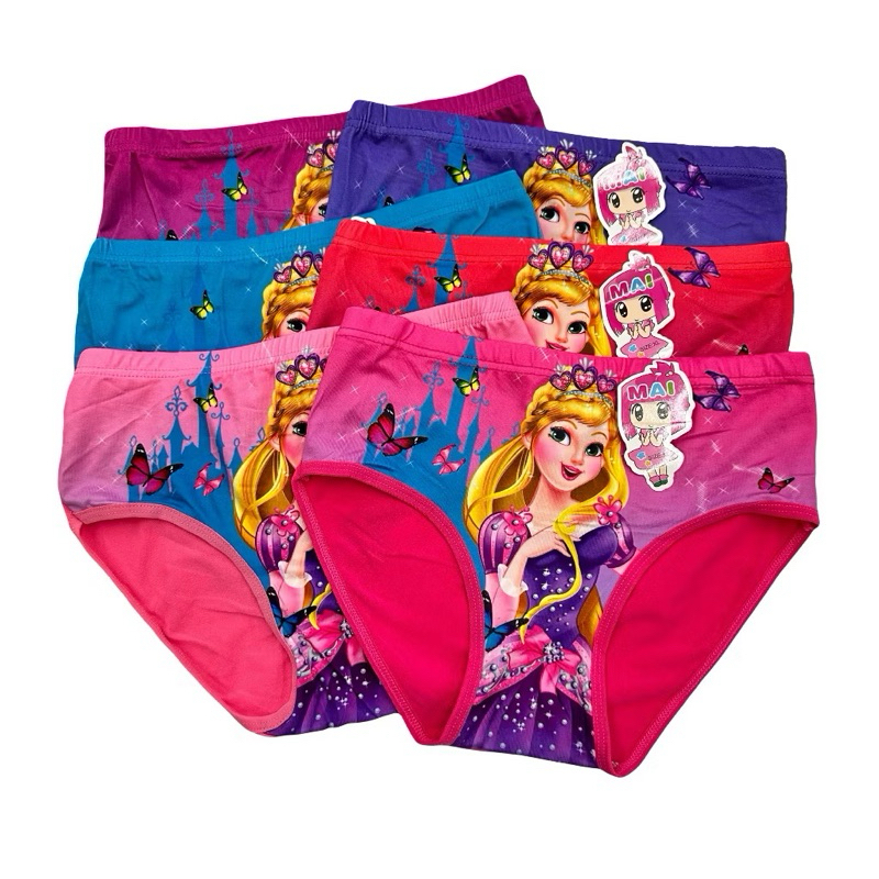 (แพค10ตัว) กางเกงในเด็กขาเว้า กางเกงในเด็กผู้หญิง ลายการ์ตูนเจ้าหญิง ลายน่ารัก