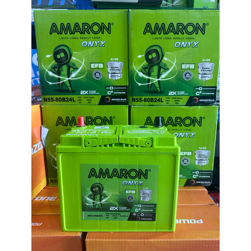 มาใหม่ !แบตเตอรี่อมารอนAmaronรุ่นN55-80B24L(55แอมป์)แบตตรงรุ่นรถที่มีระบบISS