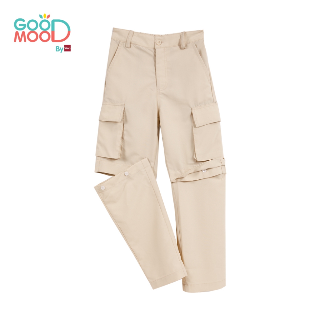 Good Mood by bsc กางเกงคาร์โก้ 2in1 สีครีม สำหรับเด็กอายุ 8-9 ปี ผ้าคอตตอน