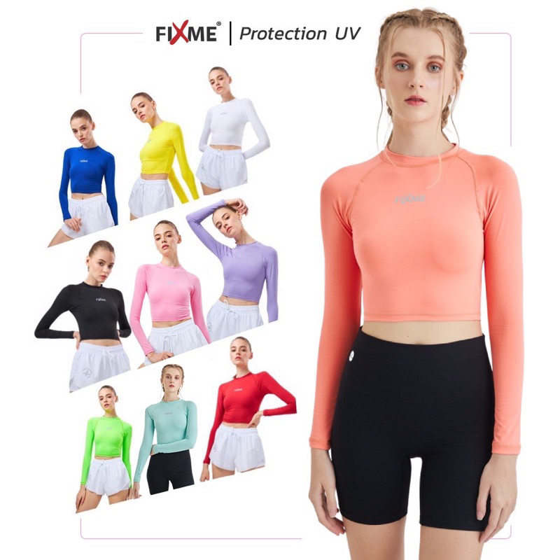 Mid season sale / Size : XXL  / เสื้อกันยูวีเอวลอย เสื้อครอปวิ่ง รุ่น Shine กันuv 99%