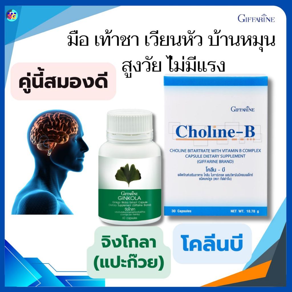 วิตามินบีรวม โคลีนบี แปะก๊วย สมอง ความจำ บ้านหมุน แก้เวียนหัว มือชา เท้าชา อาหารเสริมวัยทอง กิฟฟารีน