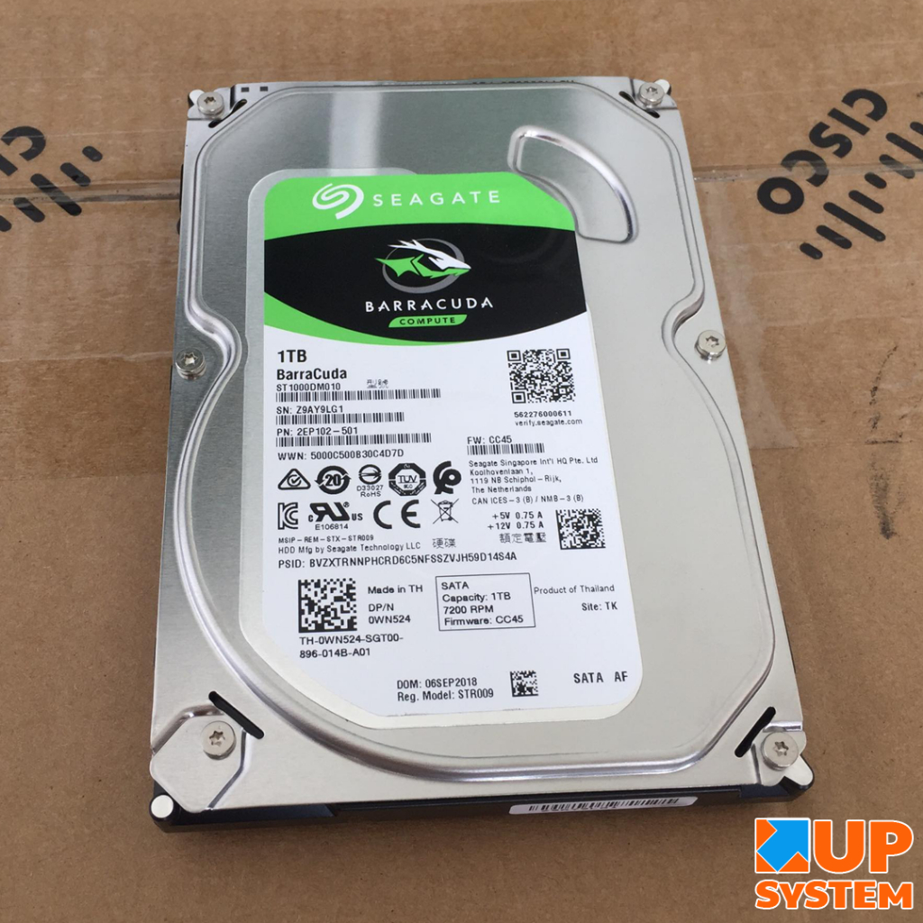 HDD Seagate(BarraCuda) / 1TB / SATA / 7200 RPM / Size 3.5นิ้ว (#ฮาร์ดดิสก์มือ2)