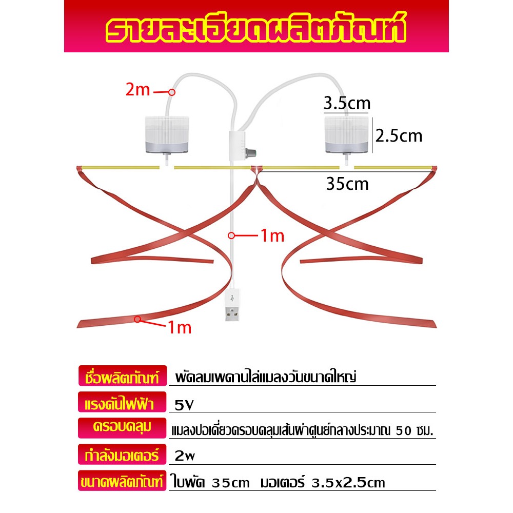 พัดลมไล่แมลงวัน พัดลมแขวนไล่แมลงวัน ช่วงขนาดใหญ่ แหล่งจ่ายไฟ USB มอเตอร์ไล่แมลงวัน เหมาะสำหรับตลาดเนื้อสัตว์ ห้องครัว ฯล - รูปที่ 5