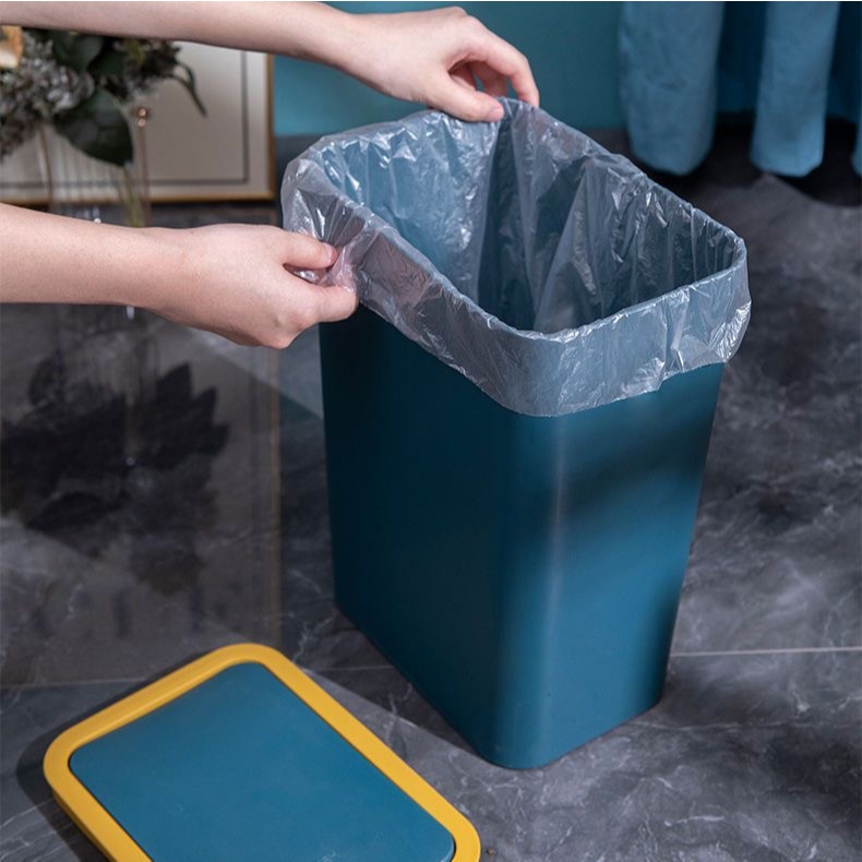 HEINOถังขยะ ถังขยะแบบฝากด ฝาปิดแบบป๊อปอัพ ป้องกันกลิ่น ประหยัดพื้นที่ จุได้เยอะสีสวย - 5