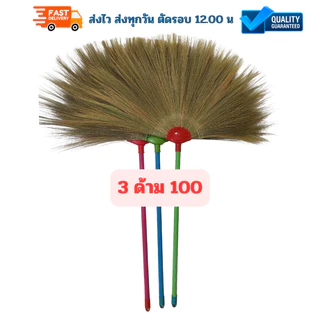 [3ด้าม100บาทส่งฟรี]ไม้กวาดดอกหญ้าด้ามพลาสติกทากาวชนิดหนาเย็บล๊อก5ชั้นจัดส่งทุกวันตัดรอบ12.00น.
