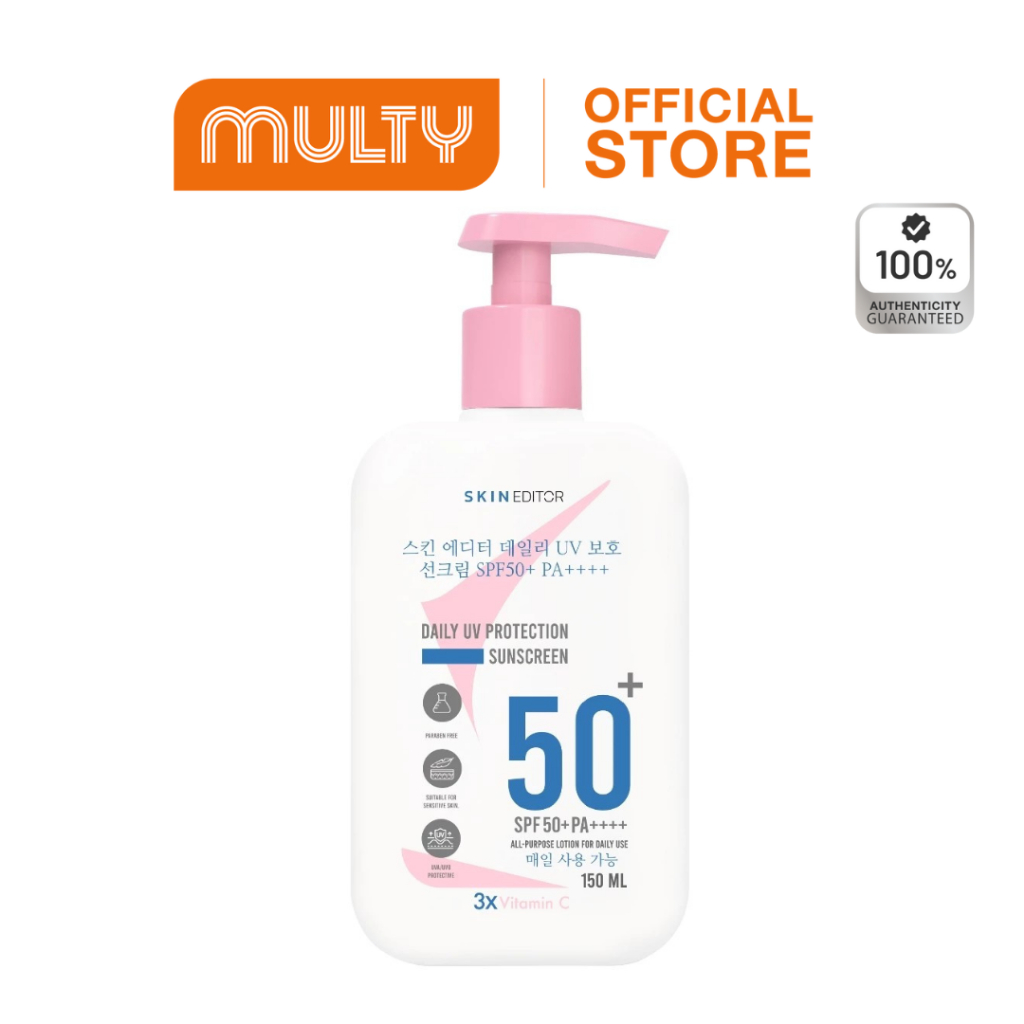 Skin Editor Daily Uv Protection Sunscreen Spf50+Pa++++ 150 ml.โลชั่นกันแดด กันน้ำ กันเหงื่อ