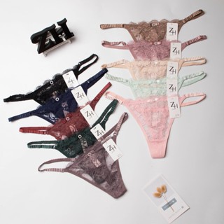 ZH.D032 กางเกงชั้นในจีสตริงเอวต่ำลูกไม้ บิกินี่ทรงแซ่บเซ็กซี…