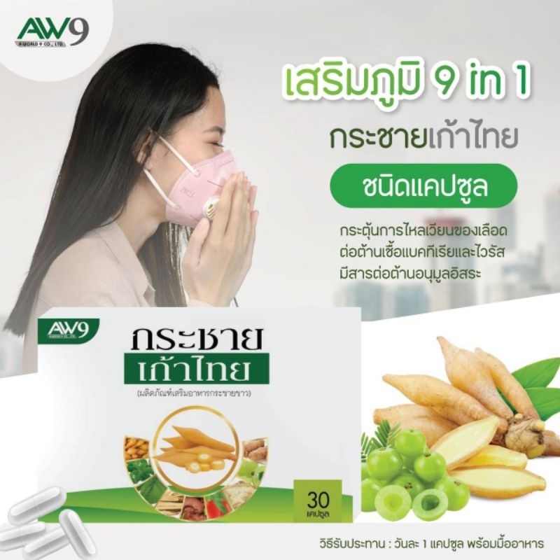 กระชายเก้าไทยสมุนไพร 30แคปซูล AW9