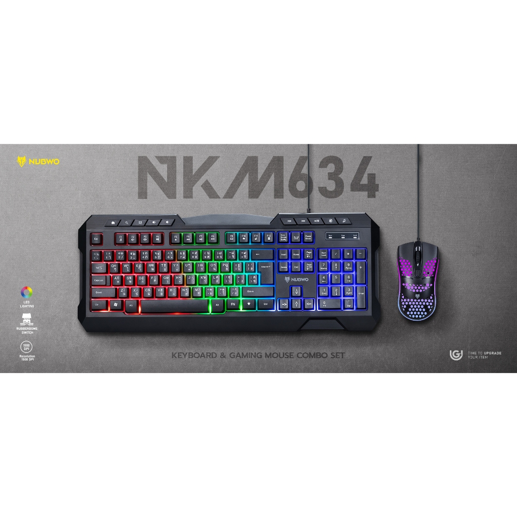 คีบอร์ดมีไฟ เมาส์มีไฟ NUBWO NKM-634 Keyboard Mouse Combo คีย์บอร์ด