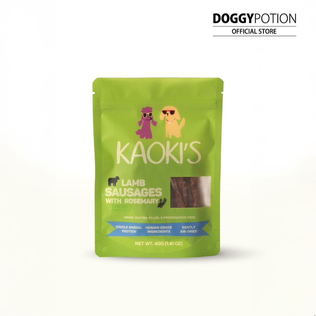 Kaoki’s Air Dried Lamb Sausages with Rosemary 40gram  เคาคียส์ไส้กรอกแกะอบแห้ง ราคา ถูกที่สุด ดีลบีเคเค