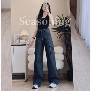 [ใช้โค้ดส่วนลดได้] * ยาว 41-42" * SEASONING รุ่น CARGO กางเกงยีนส์ [ผ้ายืด] มีไซส์ S-7XL ขากระบอกใหญ่