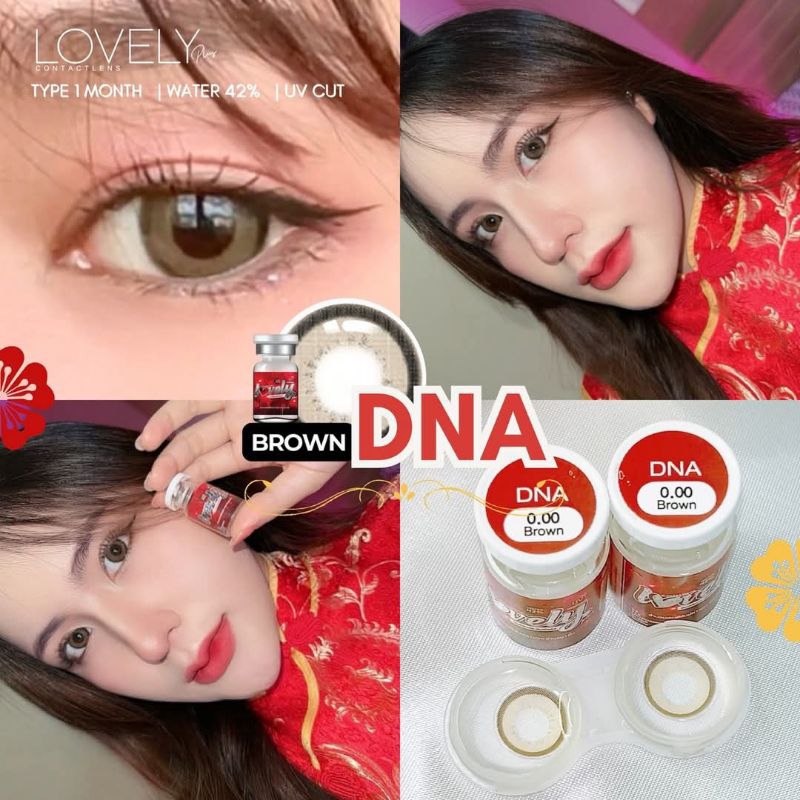 💓คอนแทคเลนส์⭐ขนาดโต⭐Brown✨DNA(Lovelylens)สายตาปกติ