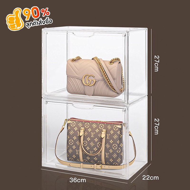 กล่องโชว์กระเป๋า กล่องเก็บของที่เก็บกระเป๋า ตู้โชว์โปร่งใสหรูหรา ชั้นวางของ กันฝุ่น ตู้เก็บของวางซ้อนกันได้ ตู้เก็บของ - รูปที่ 6