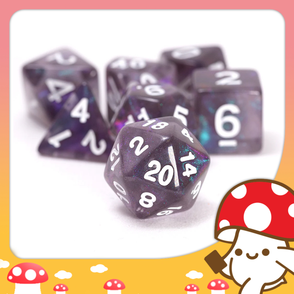 Sirius Dice - Treasure Amethyst Dice Set - ลูกเต๋าสำหรับเกม TRPG D&D - Dice Set of 7จาก Kinoko Card 