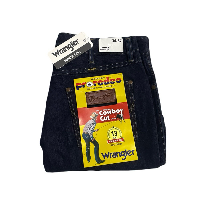 กางเกงยีนส์ Wrangler 13Mwz Cowboy Cut ผ้าดิบหนังไก่ สีเข้ม 13Oz