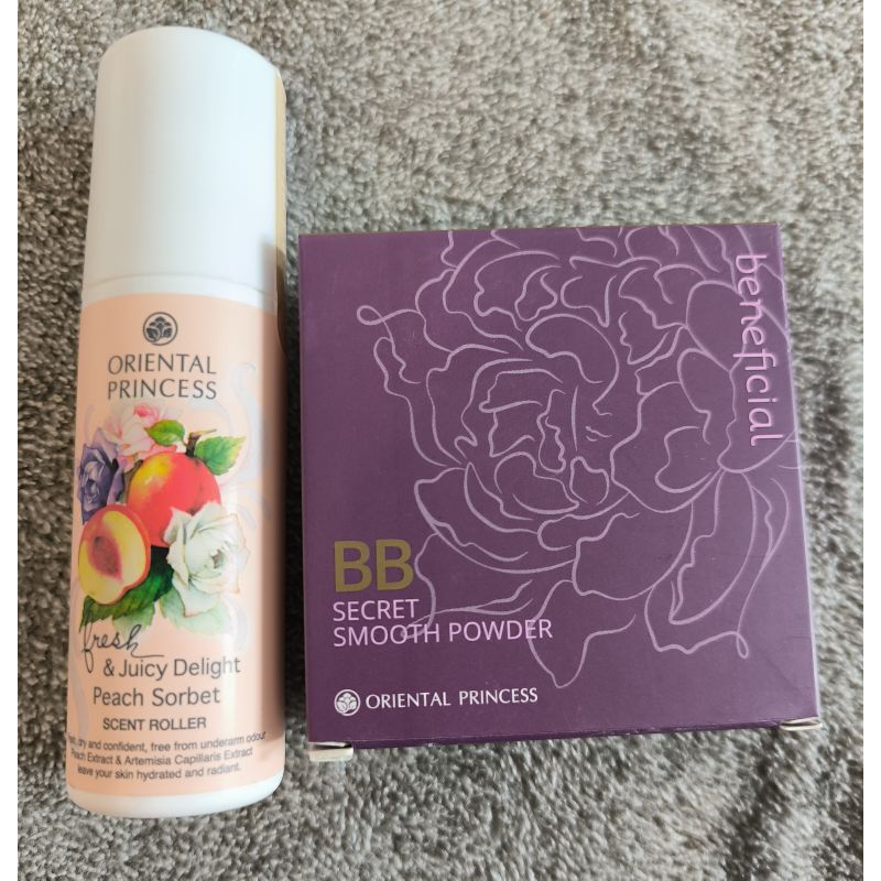 Oriental Princess BB Secret smoth powder คู่โรลออน Fresh & Juicy Delight Peach Sorbet