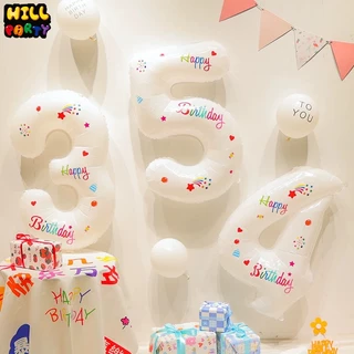 ลูกโป่งตัวเลขสีขาว 32/40นิ้ว ลูกโป่งวันเกิด สําหรับตกแต่งปาร์ตี้วันเกิด 0-9