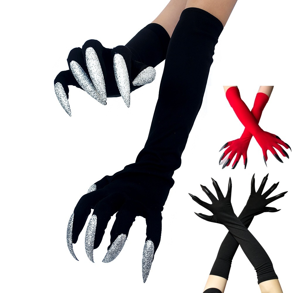 ถุงมือปีศาจพร้อมเล็บถุงมือใส่ปาร์ตี้วันฮาโลวีน1273