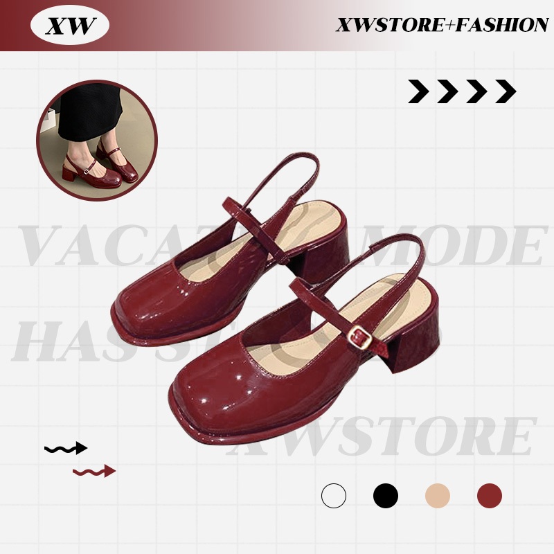 XWshopee จัดส่งที่รวดเร็ว   รองเท้าส้นสูงแฟชั่นผู้หญิง ทรงสวย ใส่สบาย เป็นงานเสริมส้นพร้อมสายรัดส้น ราคาคือบับ ถูกมากกก