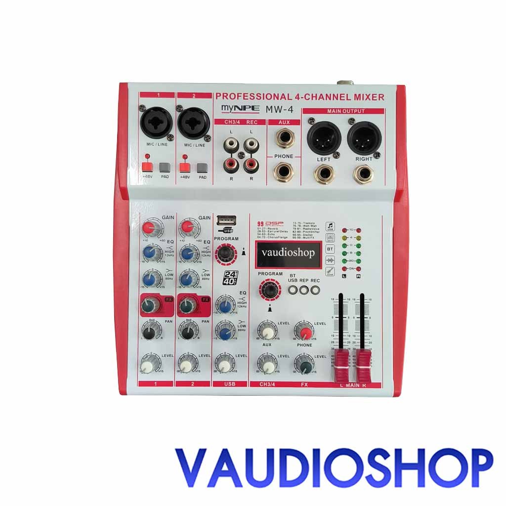 myNPE MW-4 Mixer มิกเซอร์ 4 แชนแนล บลูทูธ+USB+เอฟเฟค 99DSP พร้อมอะแดปเตอร์ my NPE MW4 เอ็นพีอี