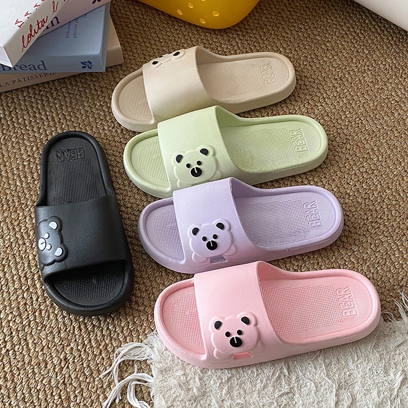 พร้อมส่ง รองเท้าแตะะลําลอง สไตล์น้องหมี พื้นนุ่มใส่ได้ทั้งชายและหญิง #3579