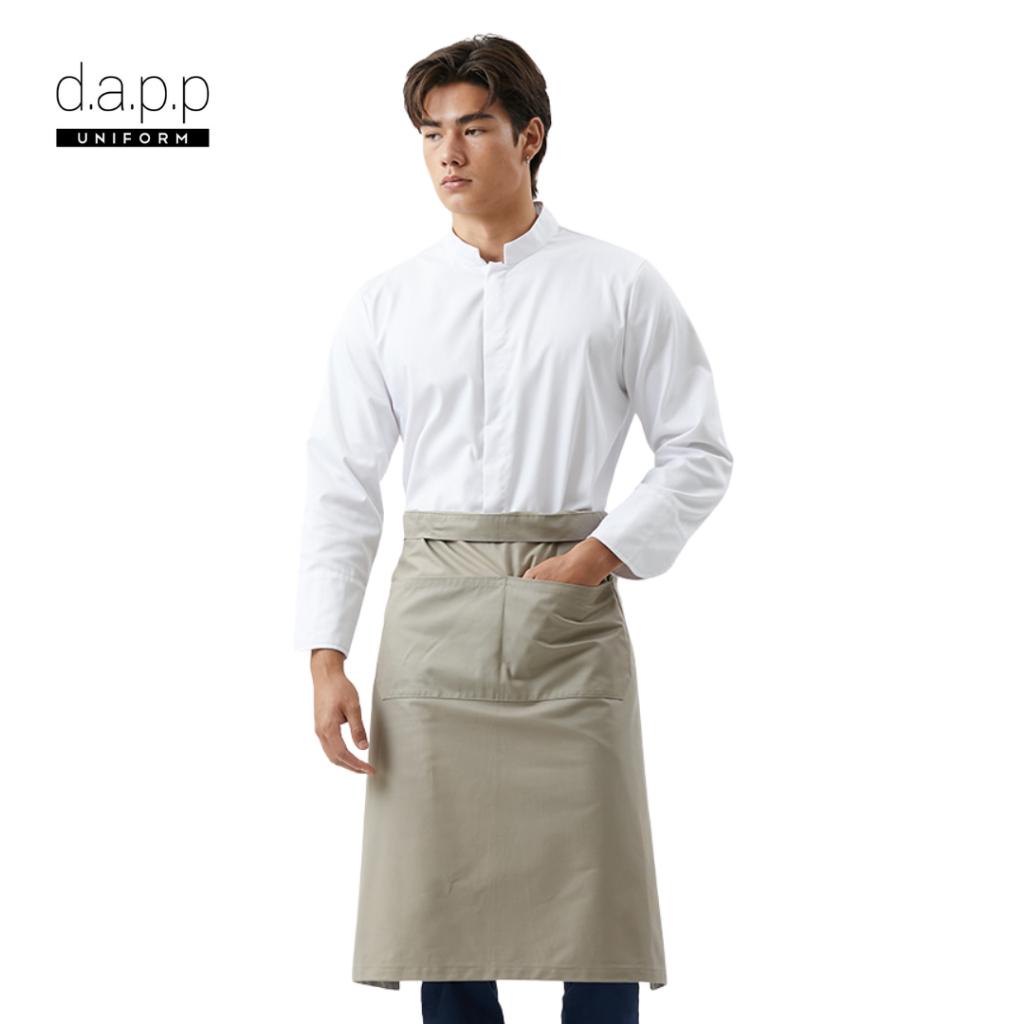 dapp Uniform ผ้ากันเปื้อน ครึ่งตัวยาว บอสตัน Boston Long Grey Chef Apron สีเทา(APNA3007DPS)