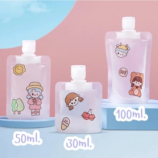 ซองแบ่งครีม แถมฟรี‼️สติ๊กเกอร์ ซองแบ่งครีมพกพา (30ml./50ml./100ml.) ซองใส่ของเหลว มีฝาเปิด-ปิด