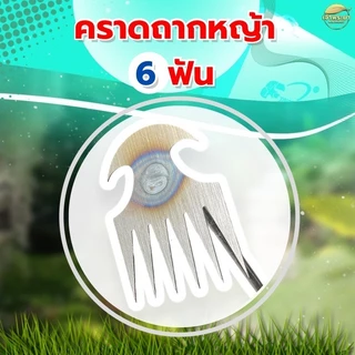 คราดถากหญ้า 6 ฟัน อุปกรณ์ทำสวน ถอนราก ขุดหญ้า ขุดดินใช้กำจัดหญ้า วัชพืช เหล็กอย่างดี