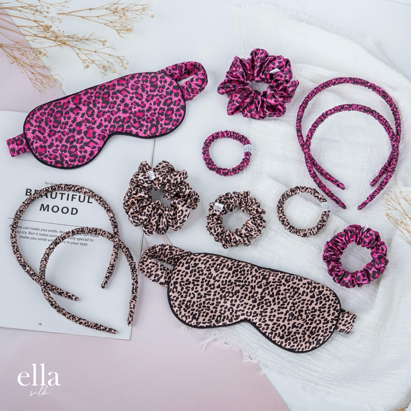 ยางมัดผม และที่คาดผมผ้าไหม Ella silk - Leo(pard) Collection