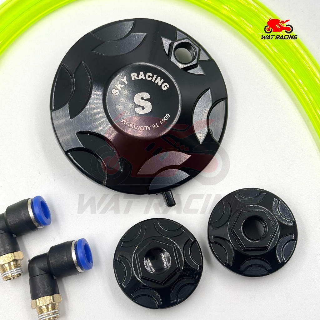 ฝาวาวล์ ​+ ฝาปิดโซ่ราวลิ้น รุ่น WAVE100/110/100z/100s/ubox /ดรีมนิว/ไนท์110 งานอลูมิเนียม (เป็นชุด พร้อมสายระบาย,หัวฟิต