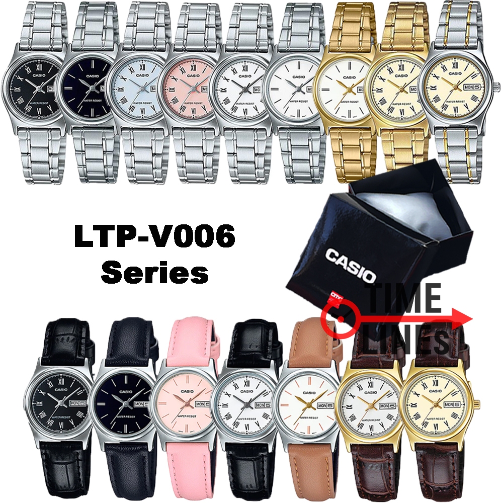 !!ประกัน1ปีและกล่อง CMG!! CASIO รุ่น LTP-V006D LTP-V006G LTP-V006SGนาฬิกาผู้หญิง มีวันที่ LTPV006 LT