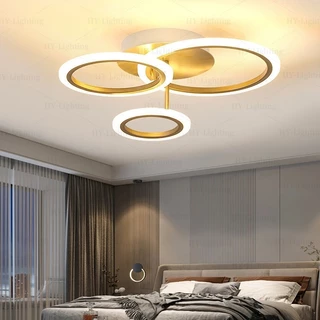 ห้องนั่งเล่นโคมระย้าโคมไฟนอร์ดิกที่เรียบง่ายรอบโคมไฟห้องนอน LED โคมไฟเพดานห้องรับประทานอาหารที่ทันสมัย