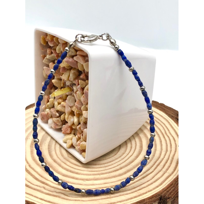 beautiful natural stone lapis lazuli bracelet with silver 925
