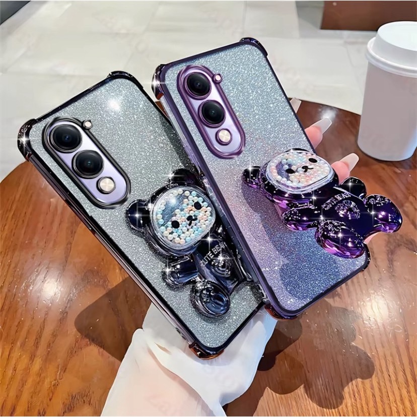 เคสหมี LOVE กริตเตอร์ สำหรับ VIVO Y31D Y500i Y05 Y11D V70FE Y21D Y31(2025) Y04 Y04S Y29S Y29 กันกระแทก น่ารัก ตั้งได้